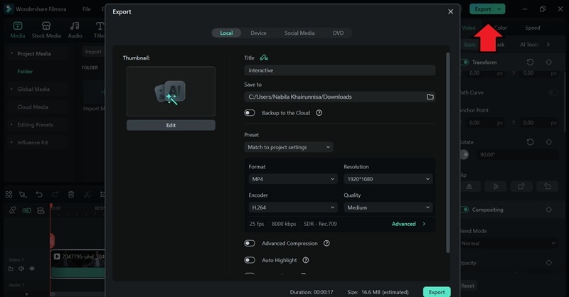 export rotated video from filmora